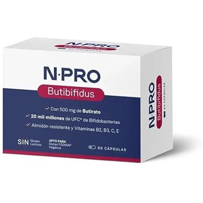 NPro SALUD INTESTINAL Butibifidus 60 gélules Supplément avec butyrate 500mg + 20.000 Millions UFC Bifidobactéries Régénère les muqueuses intestinales et améliore le microbiote NPro SALUD INTESTINAL Butibifidus 60 gélules Supplément avec butyrate 500mg + 20.000 Millions UFC Bifidobactéries Régénère les muqueuses intestinales et améliore le microbiote