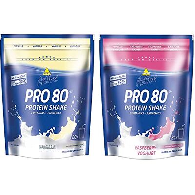 inkospor Active Proteinshake Pro Lot de 2 sachets de 80 sachets de 500 g de yaourt vanille/framboise 1 kg inkospor Active Proteinshake Pro Lot de 2 sachets de 80 sachets de 500 g de yaourt vanille/framboise 1 kg
