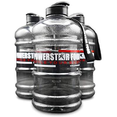 POWERSTAR FOOD Bouteille d'eau XXL 2,2 l Noir Avec poignée de transport, dragonne et ouverture supplémentaire dans le bouchon Pour la gym, le fitness et l'entraînement Sans BPA POWERSTAR FOOD Bouteille d'eau XXL 2,2 l Noir Avec poignée de transport, dragonne et ouverture supplémentaire dans le bouchon Pour la gym, le fitness et l'entraînement Sans BPA