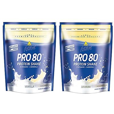 inkospor Active Protteinshake Pro Lot de 2 sachets de 80 sachets de 500 g de mélange vanille/banane 1 kg inkospor Active Protteinshake Pro Lot de 2 sachets de 80 sachets de 500 g de mélange vanille/banane 1 kg