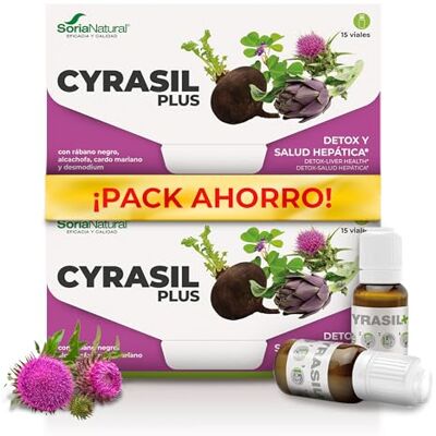 Soria Natural (PACK 2) Cyrasil Plus Le détox le plus puissant avec radis noir, artichaut, chardon-Marie, zinc et lécithine de soja Purifie les toxines, contrôle du poids et des liquides, 30 Soria Natural (PACK 2) Cyrasil Plus Le détox le plus puissant avec radis noir, artichaut, chardon-Marie, zinc et lécithine de soja Purifie les toxines, contrôle du poids et des liquides, 30