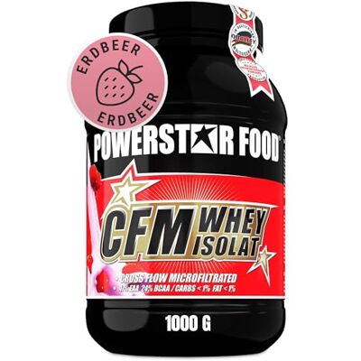 POWERSTAR FOOD Powerstar 100% CFM WHEY ISOLATE 1kg 96,5% Protéine s.s. Poudre de protéine pour la musculation Fabrication allemande Protein Powder hautement dosée à base de lait de pâturage Fraise POWERSTAR FOOD Powerstar 100% CFM WHEY ISOLATE 1kg 96,5% Protéine s.s. Poudre de protéine pour la musculation Fabrication allemande Protein Powder hautement dosée à base de lait de pâturage Fraise