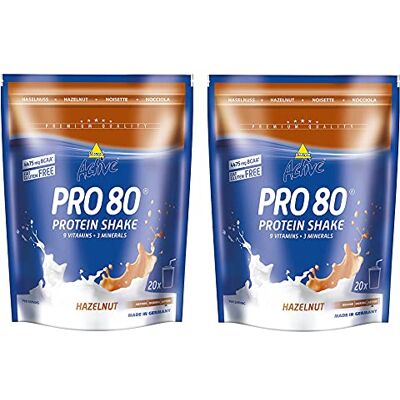 inkospor Active Proteinshake Pro 80 Lot de 2 sachets de 500 g de noisette 1 kg inkospor Active Proteinshake Pro 80 Lot de 2 sachets de 500 g de noisette 1 kg
