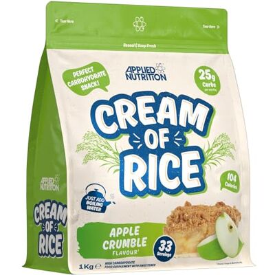 Applied Nutrition Crème de riz – Supplément de crème de riz riche en glucides, source d'énergie pour le petit déjeuner et les collations, facile à digérer, faible en sucre, faible en gras, végétalien Applied Nutrition Crème de riz – Supplément de crème de riz riche en glucides, source d'énergie pour le petit déjeuner et les collations, facile à digérer, faible en sucre, faible en gras, végétalien