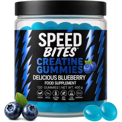 Speed Bites Gummies de créatine HCl – 1600 mg de créatine HCl ≈ 5000 mg de créatine monohydrate – Bonne tolérance digestive – Végan, sans sucre – Force, énergie et récupération – Fabriqué dans l’UE – 120 gummies Speed Bites Gummies de créatine HCl – 1600 mg de créatine HCl ≈ 5000 mg de créatine monohydrate – Bonne tolérance digestive – Végan, sans sucre – Force, énergie et récupération – Fabriqué dans l’UE – 120 gummies