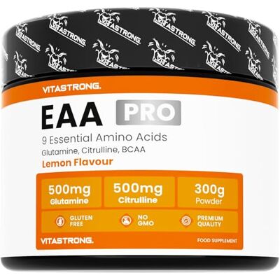 Vitastrong. EAA PRO Solution de Nouvelle Génération, avec Citrulline, Glutamine KyowaQuality®, Tyrosine, Cystine Poudre d'Acides Aaminés Essentiels Vitastrong Saveur Citron Vitastrong. EAA PRO Solution de Nouvelle Génération, avec Citrulline, Glutamine KyowaQuality®, Tyrosine, Cystine Poudre d'Acides Aaminés Essentiels Vitastrong Saveur Citron