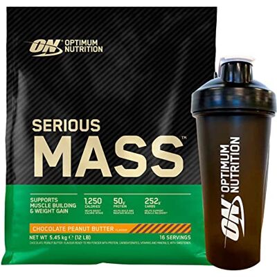 Optimum Nutrition Serious Mass Proteine Whey en poudre Complément calorique pour le développement musculaire et l'augmentation de la masse de goût Chocolat et beurre d'arachide 16 portions 5,45 kg + Optimum Nutrition Serious Mass Proteine Whey en poudre Complément calorique pour le développement musculaire et l'augmentation de la masse de goût Chocolat et beurre d'arachide 16 portions 5,45 kg +