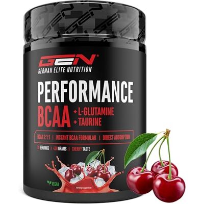 Elitegroup BCAA Performance BCAA Instantané + L-Glutamine + Taurine Délicieux Et Super Solubilité Végétalien 30 Portions (450 g, Cerise Fraîche) Elitegroup BCAA Performance BCAA Instantané + L-Glutamine + Taurine Délicieux Et Super Solubilité Végétalien 30 Portions (450 g, Cerise Fraîche)