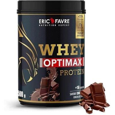 ERIC FAVRE WHEY OPTIMAX PROTEIN +74% Protéines Bi-sources: WPC + Protéine Brevetée, 17g BCAA, 11g Glutamine, Peu Sucrée et Onctueuse Chocolat 500g ERIC FAVRE WHEY OPTIMAX PROTEIN +74% Protéines Bi-sources: WPC + Protéine Brevetée, 17g BCAA, 11g Glutamine, Peu Sucrée et Onctueuse Chocolat 500g