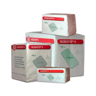 NOBA TOP 8 Lot de 200 compresses en non-tissé 4 couches (5 x 5 cm) NOBA TOP 8 Lot de 200 compresses en non-tissé 4 couches (5 x 5 cm)