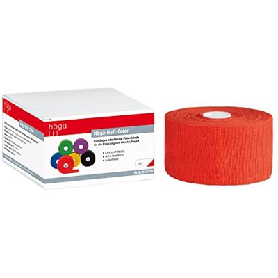 Höga Pharm Haft-Color Bande de fixation élastique cohésive (auto-adhésive), perméable à l'air, très élastique, très élastique, antidérapante Rouge 6 cm x 20 m Höga Pharm Haft-Color Bande de fixation élastique cohésive (auto-adhésive), perméable à l'air, très élastique, très élastique, antidérapante Rouge 6 cm x 20 m