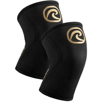 Rehband Genouillère pour sport de force Pour crossfit et entraînement lourd, manchon de genou en néoprène de 5 mm Disponible dans de nombreuses couleurs et tailles Unisexe Couleur : or/noir Rehband Genouillère pour sport de force Pour crossfit et entraînement lourd, manchon de genou en néoprène de 5 mm Disponible dans de nombreuses couleurs et tailles Unisexe Couleur : or/noir