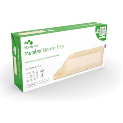 Mepilex Mölnlycke Border Flex 10x25 cm Pansement Hydrocellulaire Flexible en Silicone Pour Longues Incisions 5 Pièces Mepilex Mölnlycke Border Flex 10x25 cm Pansement Hydrocellulaire Flexible en Silicone Pour Longues Incisions 5 Pièces