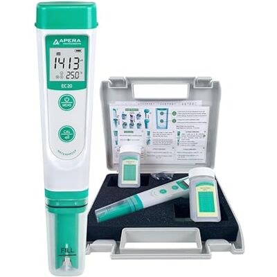 Apera Instruments EC20 Conductimètre de poche (précision 1%, capteur BPB, affichage de la température, kit complet) Apera Instruments EC20 Conductimètre de poche (précision 1%, capteur BPB, affichage de la température, kit complet)