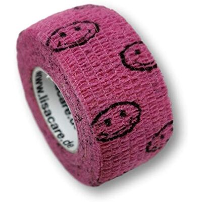 LisaCare Lot de 10 pansements pour enfants, élastiques et sans colle, 2,5 cm de large, motif smiley rose LisaCare Lot de 10 pansements pour enfants, élastiques et sans colle, 2,5 cm de large, motif smiley rose