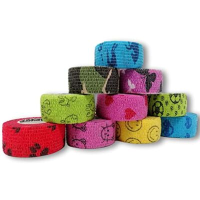 LisaCare Pansements en rouleau, parfaits pour les enfants, élastiques et sans colle, 2,5 cm de large LisaCare Pansements en rouleau, parfaits pour les enfants, élastiques et sans colle, 2,5 cm de large