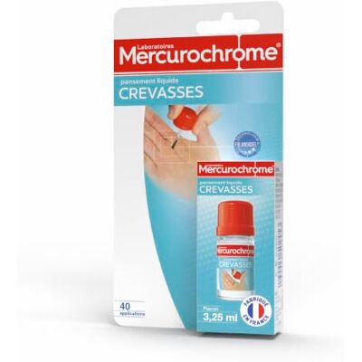 Mercurochrome Pansement Liquide Crevasses Forme un Film Protecteur Transparent Soulage la douleur et Evite la réouverture des Crevasses Résiste à l'Eau Fabriqué en France Mercurochrome Pansement Liquide Crevasses Forme un Film Protecteur Transparent Soulage la douleur et Evite la réouverture des Crevasses Résiste à l'Eau Fabriqué en France