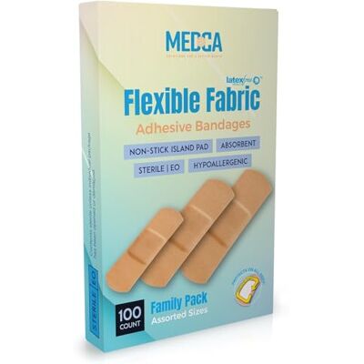 MEDca Bandages adhésifs en tissu flexible pour une grande protection et un soin flexibles et confortables des coupures, éraflures et blessures mineures, tailles assorties MEDca Bandages adhésifs en tissu flexible pour une grande protection et un soin flexibles et confortables des coupures, éraflures et blessures mineures, tailles assorties