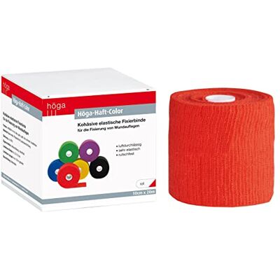 Höga Pharm Haft-Color Bande de fixation élastique cohésive (auto-adhésive), perméable à l'air, très élastique, très élastique, antidérapante Rouge 10 cm x 20 m Höga Pharm Haft-Color Bande de fixation élastique cohésive (auto-adhésive), perméable à l'air, très élastique, très élastique, antidérapante Rouge 10 cm x 20 m