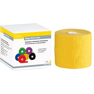 Höga Fixation de liaison, étirée, élastique auto-adhésive, 10 cm x 20 m, jaune, 1 pièce Höga Fixation de liaison, étirée, élastique auto-adhésive, 10 cm x 20 m, jaune, 1 pièce