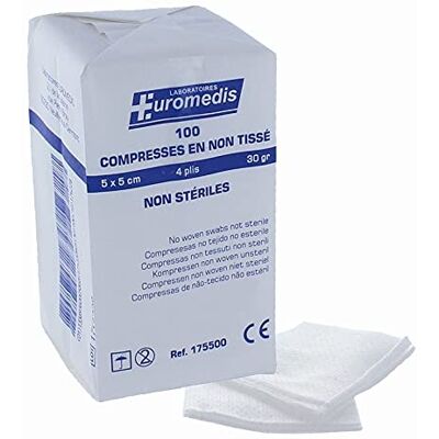 euromedis Compresses non tissés non stériles 7,5x7,5cm 30gr – Sachet de 100 euromedis Compresses non tissés non stériles 7,5x7,5cm 30gr – Sachet de 100