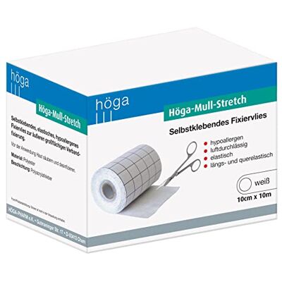 Höga Gaze stretch auto-adhésive 10 cm x 10 m – Hypoallergénique, perméable à l'air, élastique longitudinal et transversal Höga Gaze stretch auto-adhésive 10 cm x 10 m – Hypoallergénique, perméable à l'air, élastique longitudinal et transversal