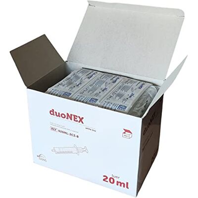 Zarys Seringue à usage unique, 2 pièces, stérile, 20 ml, embout Luer, poussoir blanc (boîte de 50) Zarys Seringue à usage unique, 2 pièces, stérile, 20 ml, embout Luer, poussoir blanc (boîte de 50)