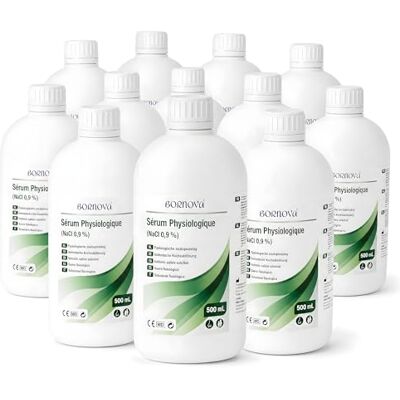 BORNOVA Lot de 12 x 500 ml Solution saline isotonique NaCl 0,9 % pour rinçage nasal et brumisation nasale Convient pour application aérosol Hygiène nasale quotidienne BORNOVA Lot de 12 x 500 ml Solution saline isotonique NaCl 0,9 % pour rinçage nasal et brumisation nasale Convient pour application aérosol Hygiène nasale quotidienne