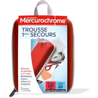 Mercurochrome – Trousse 1ers Secours – Blessures du Quotidien & 1ers Soins 17 Composants Multifonction Mercurochrome – Trousse 1ers Secours – Blessures du Quotidien & 1ers Soins 17 Composants Multifonction