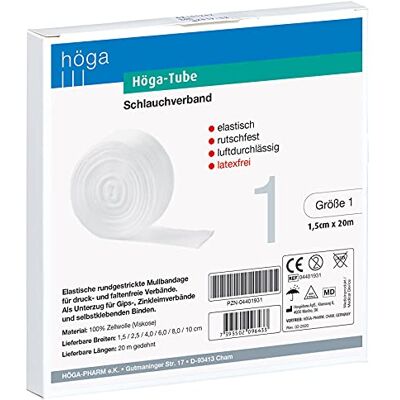 Höga Tube Bandage tubulaire élastique antidérapant et perméable à l'air Blanc Taille 1 1,5 cm x 20 m 20 m Höga Tube Bandage tubulaire élastique antidérapant et perméable à l'air Blanc Taille 1 1,5 cm x 20 m 20 m
