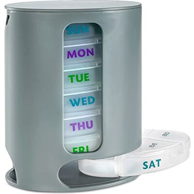 MEDca Pilulier Semainier de , 1 Distributeur, 7 Compartiments Empilables Quatre Fois par Jour Matin, Midi, Soir et Coucher, Gris MEDca Pilulier Semainier de , 1 Distributeur, 7 Compartiments Empilables Quatre Fois par Jour Matin, Midi, Soir et Coucher, Gris
