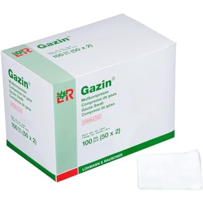 Lohmann & Rauscher GmbH & Co.KG Gazin Lot de 100 compresses de gaze stériles 8 couches, blanches, 10 x 20 cm Lohmann & Rauscher GmbH & Co.KG Gazin Lot de 100 compresses de gaze stériles 8 couches, blanches, 10 x 20 cm