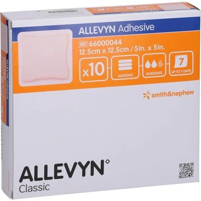 Smith & Nephew ALLEVYN Lot de 10 pansements adhésifs 12,5 x 12,5 cm Smith & Nephew ALLEVYN Lot de 10 pansements adhésifs 12,5 x 12,5 cm