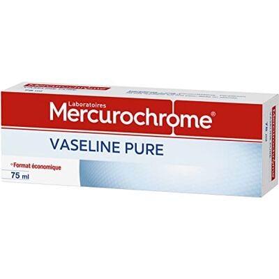 Mercurochrome Pur Vaseline, 75 ml Marque N°1 des Premiers Soins, Format Economique, Usage Quotidien, Propriété émolliantes, Famille, Fabriquée en France Mercurochrome Pur Vaseline, 75 ml Marque N°1 des Premiers Soins, Format Economique, Usage Quotidien, Propriété émolliantes, Famille, Fabriquée en France