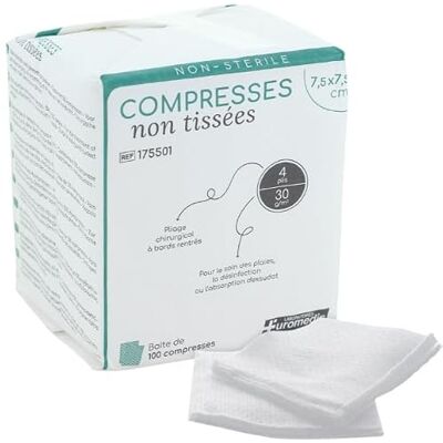 euromedis Lot de 10 Compresses bébé non tissées non stériles 7,5x7,5cm 30gr – Sachets de 100 euromedis Lot de 10 Compresses bébé non tissées non stériles 7,5x7,5cm 30gr – Sachets de 100