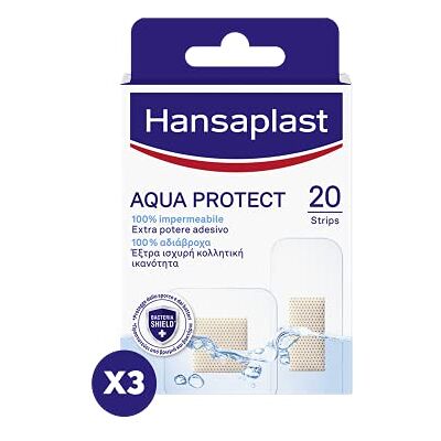 Elastoplast Hansaplast AQUA PROTECT Lot de 3 x 20 pansements imperméables à haute adhérence, transparents, respirants et flexibles, en 2 tailles différentes Elastoplast Hansaplast AQUA PROTECT Lot de 3 x 20 pansements imperméables à haute adhérence, transparents, respirants et flexibles, en 2 tailles différentes