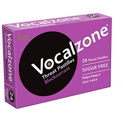 Vocalzone Throat Pastilles Blackcurrant Sugar Free 3 Packs 24- for Sore Throats and Hoarseness When Overusing Your Voice. Produced and Sold in The United Kingdom Since 1912.**G Vocalzone Throat Pastilles Blackcurrant Sugar Free 3 Packs 24- for Sore Throats and Hoarseness When Overusing Your Voice. Produced and Sold in The United Kingdom Since 1912.**G