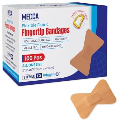 MEDca Pansements en tissu souple pour les doigts Boîte de 100 pansements adhésifs en tissu souple pour le soin des doigts et la protection des plaies. MEDca Pansements en tissu souple pour les doigts Boîte de 100 pansements adhésifs en tissu souple pour le soin des doigts et la protection des plaies.