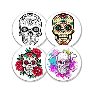 MySweetStitch autocollants capteur Freestyle Libre 1 & 2 Set d'autocollants (4 pièces) avec TROU D'AÉRATION Flowe Skull Made in Germany MySweetStitch autocollants capteur Freestyle Libre 1 & 2 Set d'autocollants (4 pièces) avec TROU D'AÉRATION Flowe Skull Made in Germany