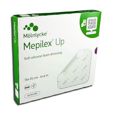Mepilex Mölnlycke, Up Pansement en mousse de silicone souple 15 cm x 15 cm Mepilex Mölnlycke, Up Pansement en mousse de silicone souple 15 cm x 15 cm