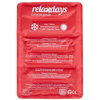 Relaxdays Poche de glace, chaud et froid, 25 x 36 cm, gel, premiers secours, pochettes réutilisables, rouge Relaxdays Poche de glace, chaud et froid, 25 x 36 cm, gel, premiers secours, pochettes réutilisables, rouge