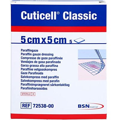 BSN Medical Cuticell Classic Pansement Gras Stérile 5 x 5 cm Pack de 5 BSN Medical Cuticell Classic Pansement Gras Stérile 5 x 5 cm Pack de 5
