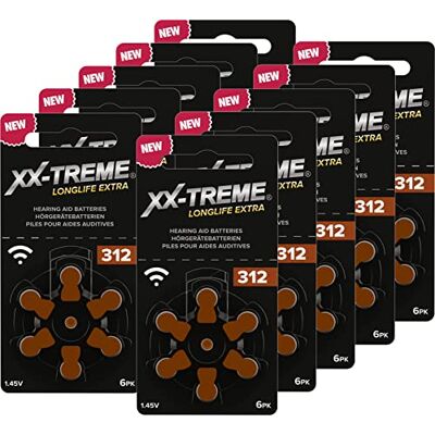 XX-Treme Longlife Extra Lot de 60 piles pour appareils auditifs type 312-60 piles conçues pour une performance maximale Pack de 10 blisters de 6 piles pour appareils auditifs PR41 Code couleur marron 1,45 V XX-Treme Longlife Extra Lot de 60 piles pour appareils auditifs type 312-60 piles conçues pour une performance maximale Pack de 10 blisters de 6 piles pour appareils auditifs PR41 Code couleur marron 1,45 V