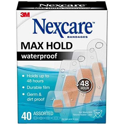 Nexcare Max Hold Lot de 40 bandages imperméables qui s'adaptent aux endroits difficiles à installer, comme les talons, la main, les genoux et les doigts, tailles assorties Nexcare Max Hold Lot de 40 bandages imperméables qui s'adaptent aux endroits difficiles à installer, comme les talons, la main, les genoux et les doigts, tailles assorties