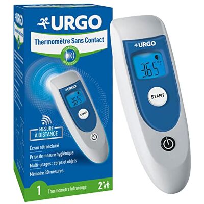 Urgo Thermomètre Sans Contact Technologie Infrarouge Multi-Usages Corps et Objets Ecran Rétroéclairé Alerte Sonore Fièvre Dès 2 ans Urgo Thermomètre Sans Contact Technologie Infrarouge Multi-Usages Corps et Objets Ecran Rétroéclairé Alerte Sonore Fièvre Dès 2 ans