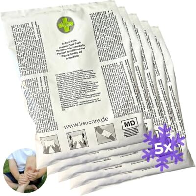 LisaCare Lot de 5 compresses de refroidissement à plier 15 x 21 cm Compresse froide instantanée Packs de refroidissement jetables pour les premiers secours, le sport, les déplacements, les LisaCare Lot de 5 compresses de refroidissement à plier 15 x 21 cm Compresse froide instantanée Packs de refroidissement jetables pour les premiers secours, le sport, les déplacements, les