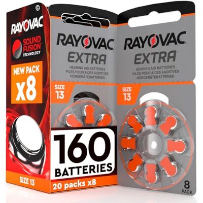 Udivita 160 Piles pour Appareils Auditifs Rayovac Extra 13. 20 Ampoules de 8 Piles Udivita 160 Piles pour Appareils Auditifs Rayovac Extra 13. 20 Ampoules de 8 Piles
