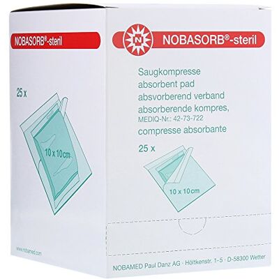 NOBA Lot de 25 pansements absorbants stériles 10 x cm NOBA Lot de 25 pansements absorbants stériles 10 x cm