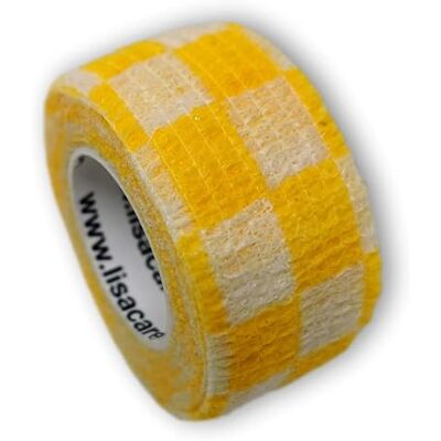LisaCare Lot de 2 pansements élastiques et sans colle pour enfants 2,5 cm de large Carreaux jaunes LisaCare Lot de 2 pansements élastiques et sans colle pour enfants 2,5 cm de large Carreaux jaunes