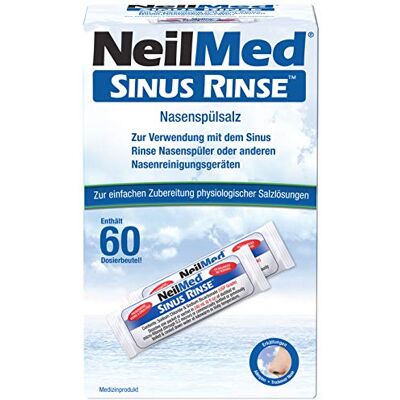 NeilMed Lot de 60 sachets de sel de lavage nasal Solution de sel pour douche nasale, lavage nasal isotonique, nettoyage nasal doux contre les rhumes et les allergies NeilMed Lot de 60 sachets de sel de lavage nasal Solution de sel pour douche nasale, lavage nasal isotonique, nettoyage nasal doux contre les rhumes et les allergies